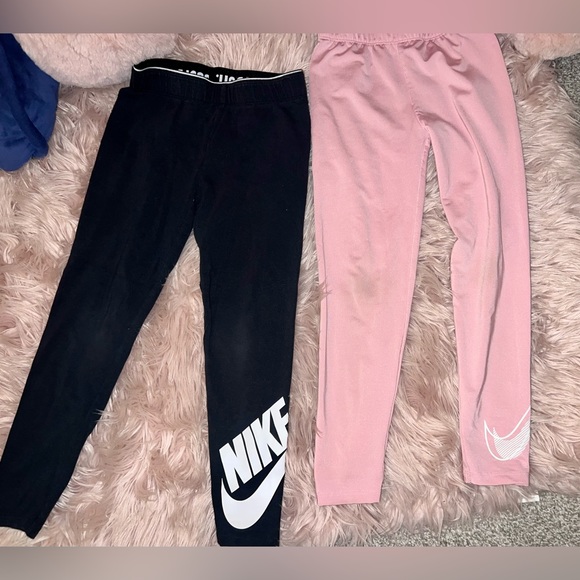 SOLD✨NIKE 2 Pairs Girls Leggings, Black & Pink, Size 6-7 Years - Picture 3 of 6